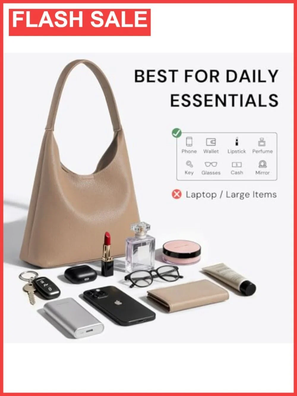 Small Slouchy Hobo Shoulder Bag Soft Vegan Leather Everyday Handbag